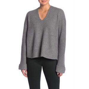 NWT 360 CASHMERE V-Neck Hooded Cashmere Pullover